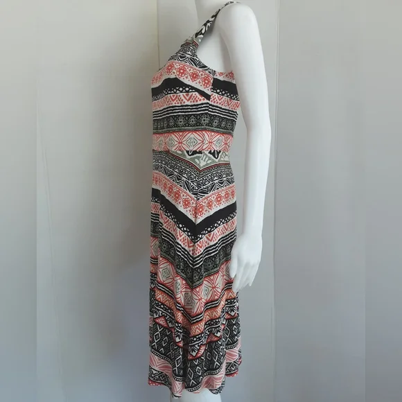 LOFT Riverwalk Fit and Flare Abstract Stripe Print Sleeveless Dress Sz 2 - Picture 4 of 9